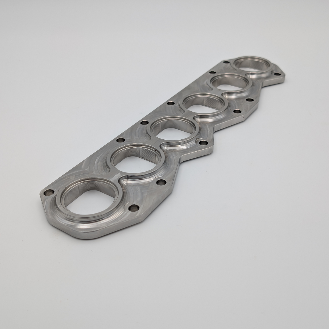 VR6 3.6L exhaust manifold flange (big port) angled shot top view