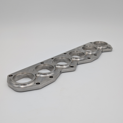 VR6 3.6L exhaust manifold flange (big port) angled view top side